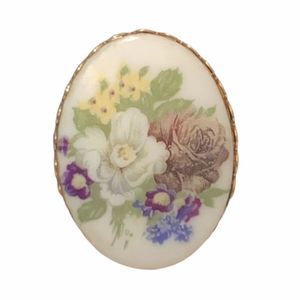 Vintage 1950’s CoroCraft Floral Cabochon Brooch